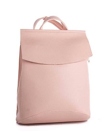 Женская сумка-рюкзак Welassie на одно отделение из экокожи Пудровый (1804713030)