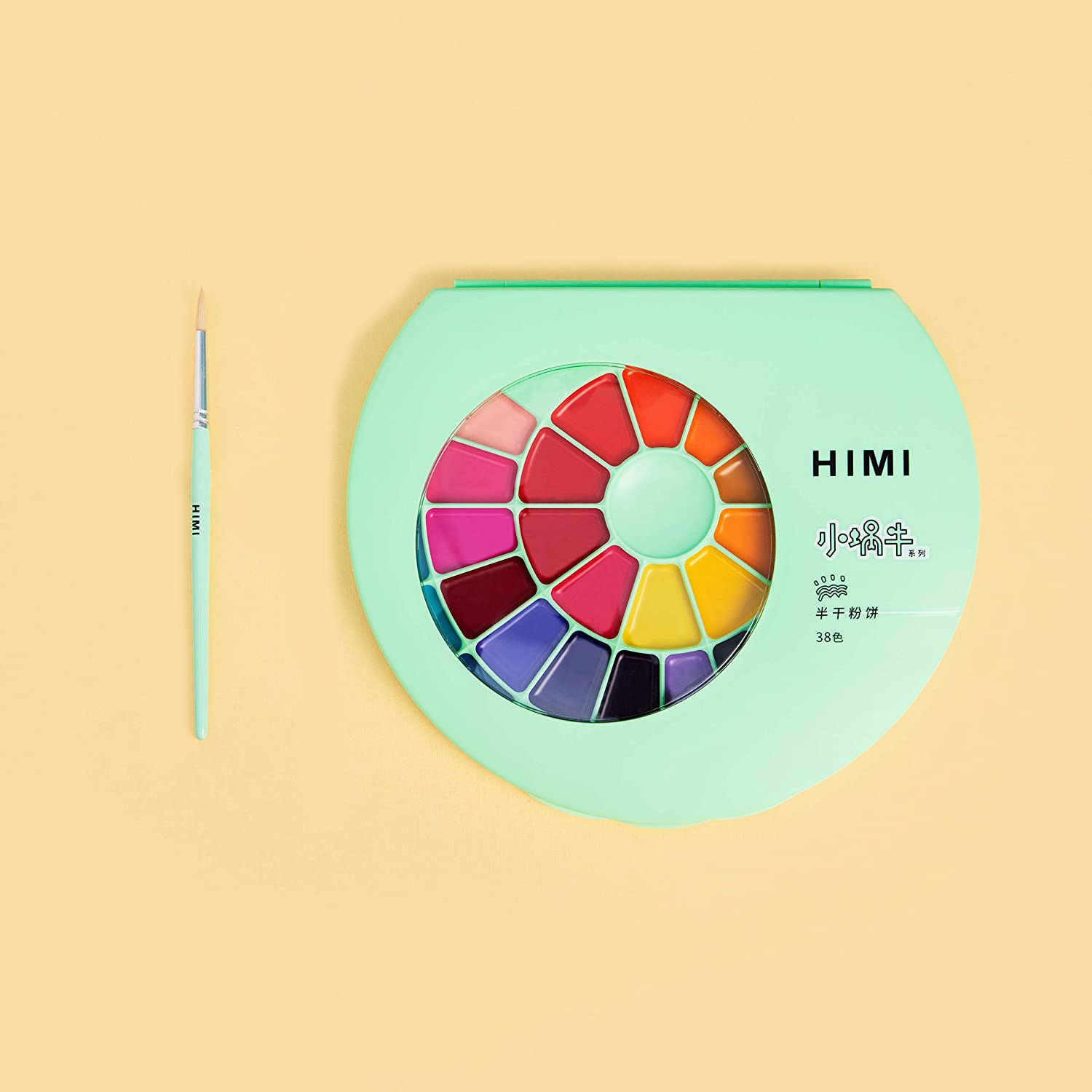Краски акварельные HIMI Professional 38 цветов с кисточкой - фото 5