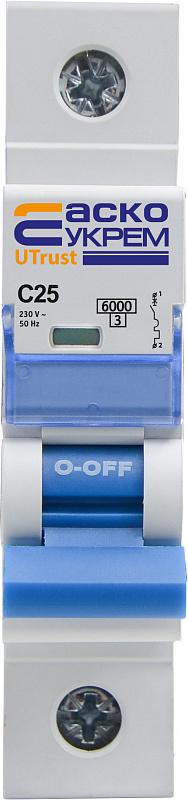 Автоматичний вимикач модульний АСКО-Укрем UTrust 1р 25А С 6kА - фото 2 Автоматичний вимикач модульний АСКО-Укрем UTrust 1р 25А С 6kА - фото 2