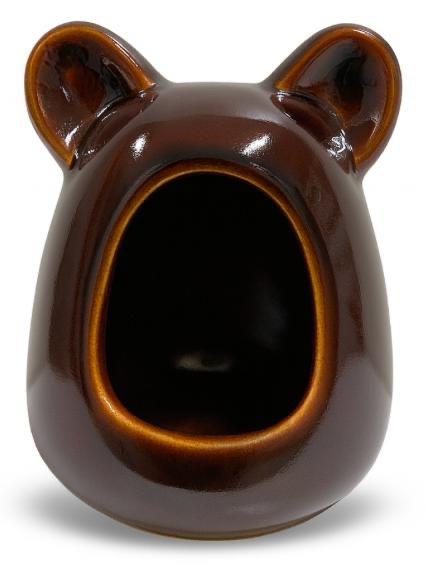 Купалка керамическая для хомяков Mazceramics ручной работы с ушками 7х9х11 см Коричневый