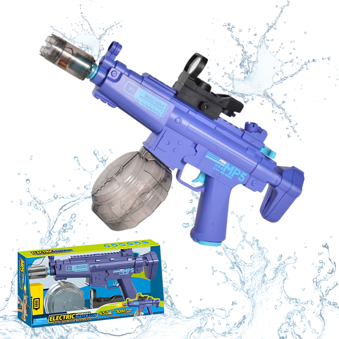 Пистолет водный электрический для детей МР5 на аккумуляторе с подсветкой Синий