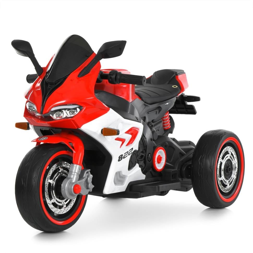 Детский электрический мотоцикл Bambi Racer 12V одноместный до 30 кг Красный (DE-169-E-924)