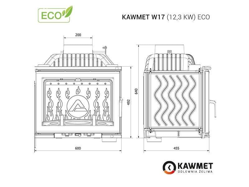 Печь-камин топка чугунная KAWMET W17 EKO 12,3 кВт - фото 5