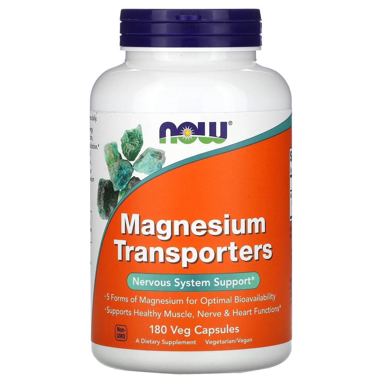 Переносчики магния Now Foods Magnesium Transporters для нервной системы 180 вегетарианских капс. 120 мг (1338461410)