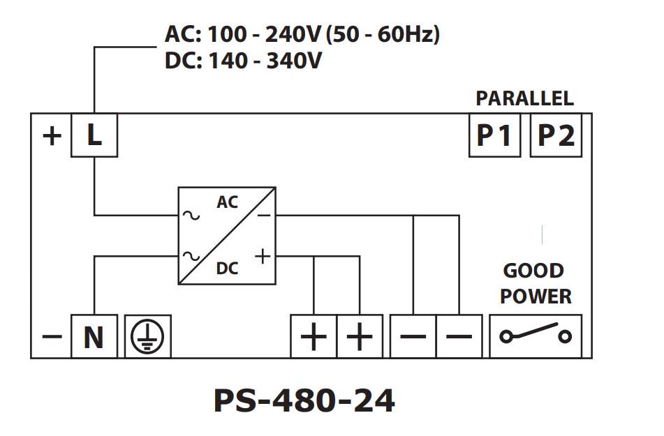 Блок живлення DIN-рейку ETI PS-480-24 DC24В 480 Вт (4656684) - фото 3