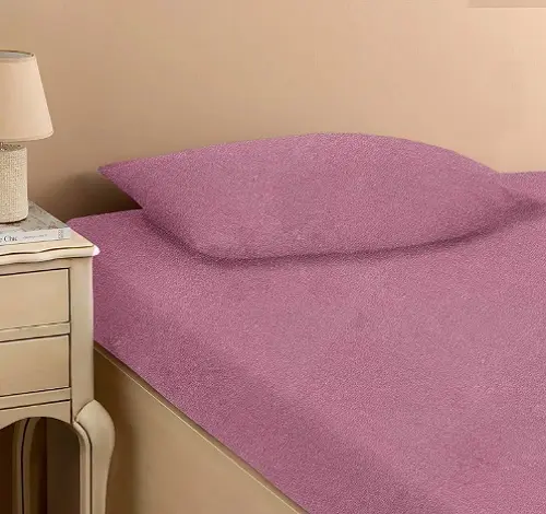 Простыня махровая Anisa на резинке с наволочками 220х240+30 см Лавандовый (31887202)