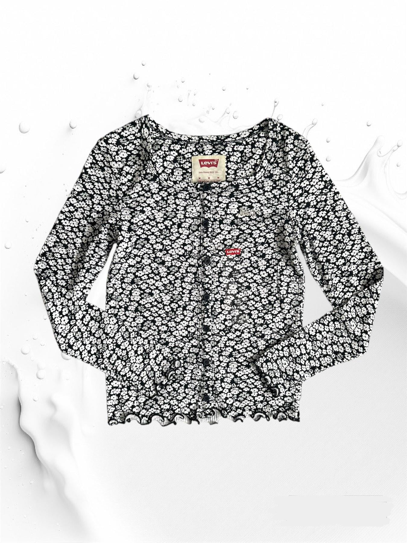 Лонгслів Levi's М 10-12 років 128-140 см Чорно-білий (0012928)