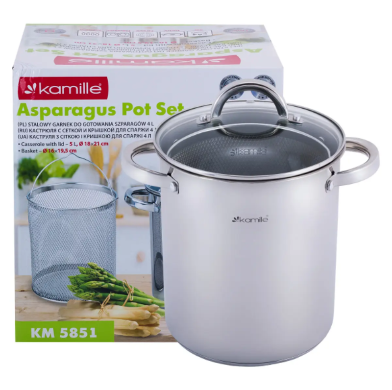 Кастрюля для спаржи Kamille KM-5851 из нержавеющей стали 5 л Ø 18х21,5 см (NA001715) Кастрюля для спаржи Kamille KM-5851 из нержавеющей стали 5 л Ø 18х21,5 см (NA001715)