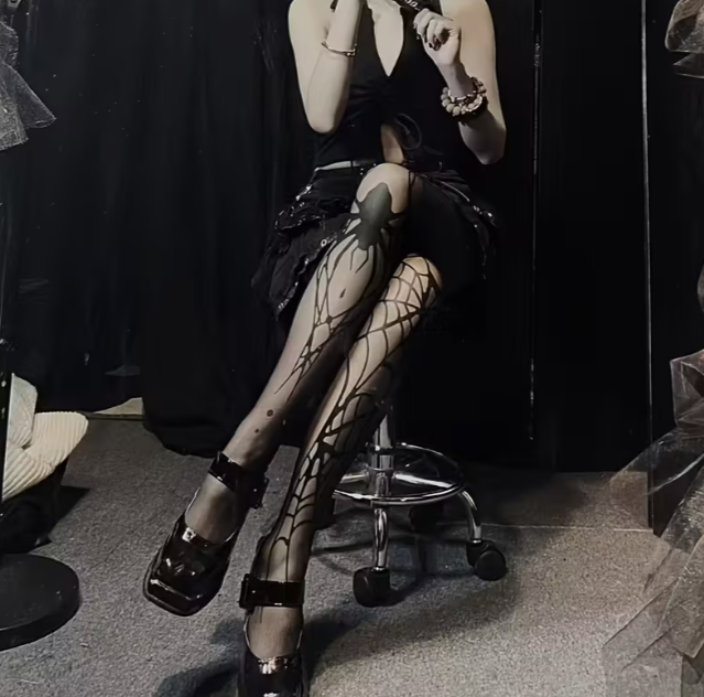 Колготки капроновые Хэллоуин с принтом пауков для вечеринок Черный (1317) - фото 2 Колготки капроновые Хэллоуин с принтом пауков для вечеринок Черный (1317) - фото 2