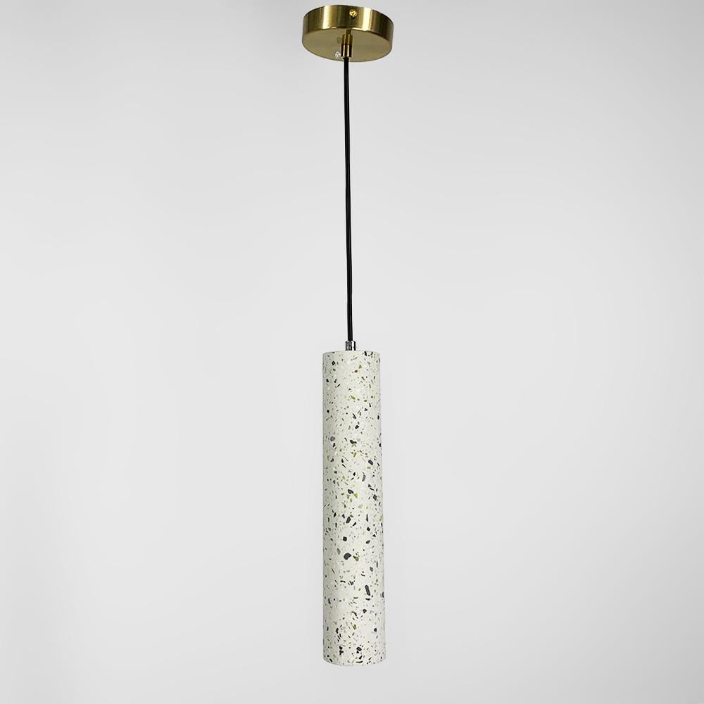 Подвес Line.F MJ 163-60*300 WT Terrazzo Cylinder Long с белым бетонным плафоном 30х6 см (3263_6543)