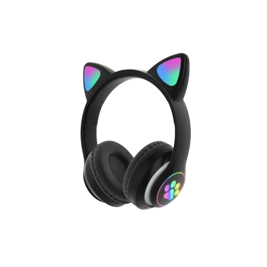 Наушники детские беспроводные с кошачьими ушками с подсветкой Черный (2472511957)