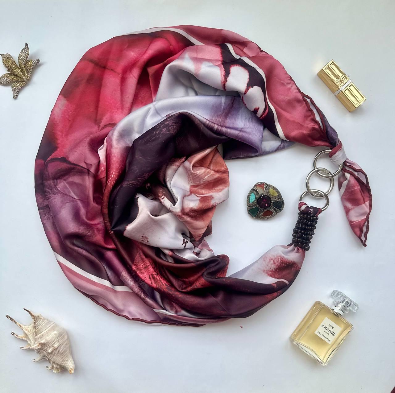 Платок My Scarf Бордовая роза украшена гранатом (27207686)