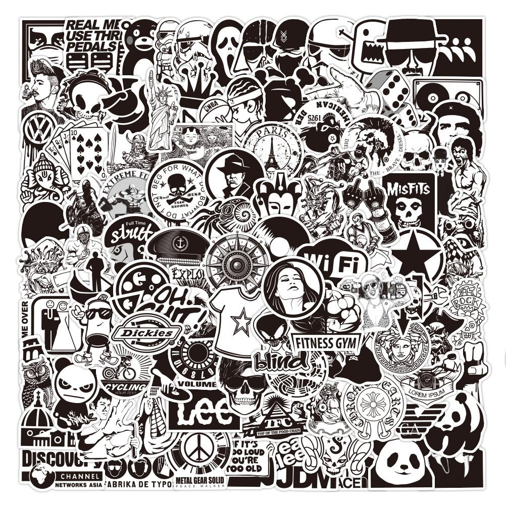 Набор наклеек Черно-белый стиль для гаджета/телефона/авто 100 шт. (10134)