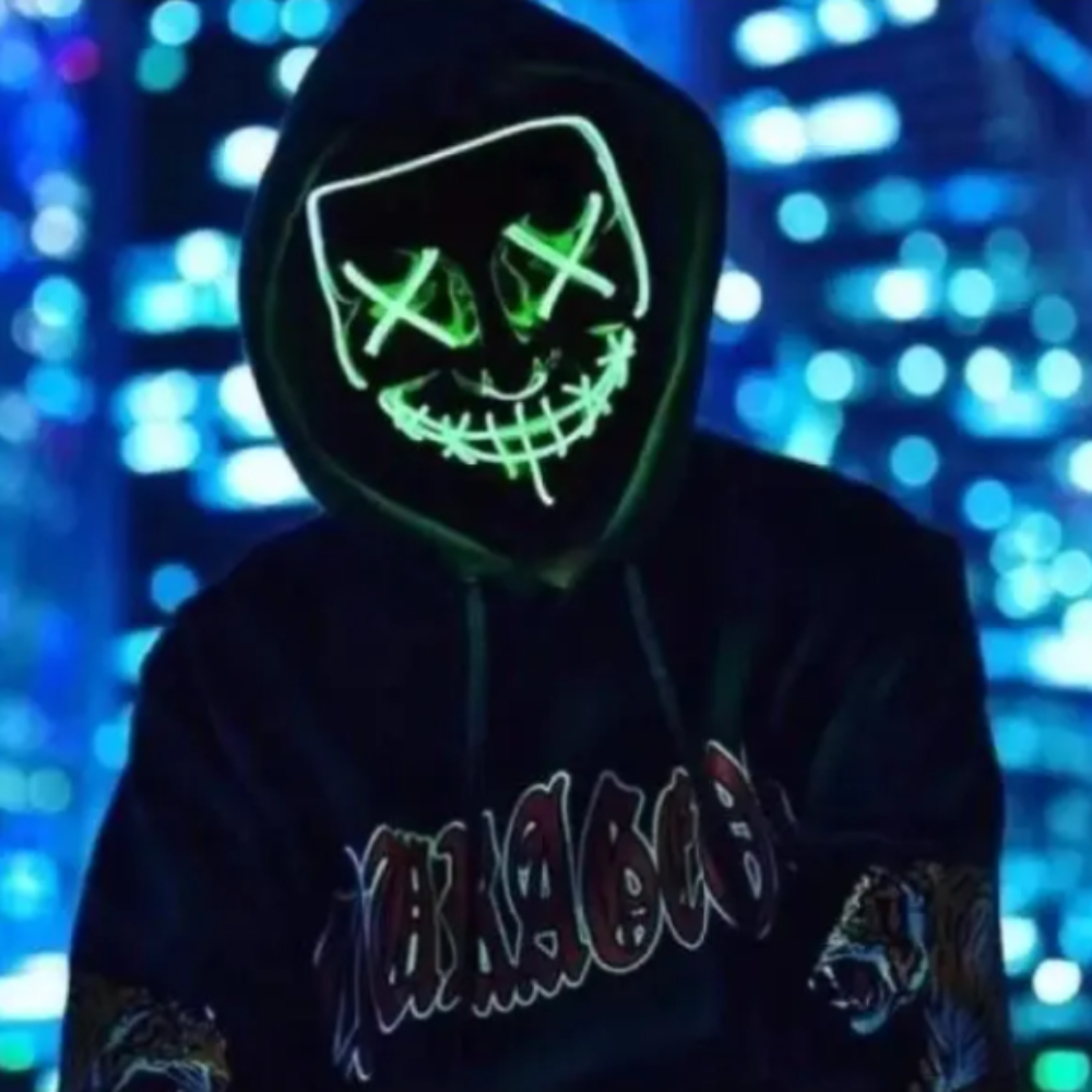 Маска неоновая Судная ночь для Хэллоуина 3 режима Зеленый (NG1040) - фото 4 Маска неоновая Судная ночь для Хэллоуина 3 режима Зеленый (NG1040) - фото 4