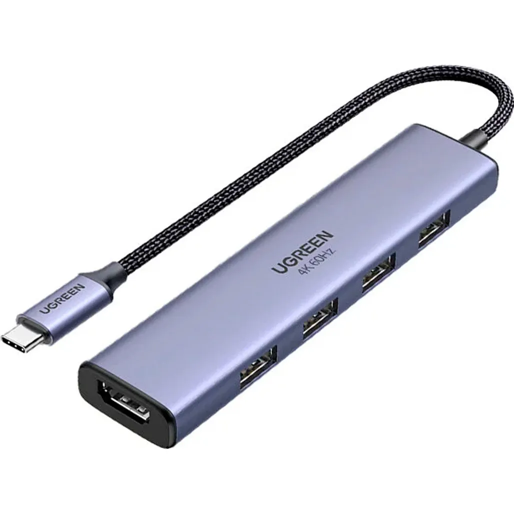 Концентратор UGREEN CM478 HUB Type-C для MacBook Pro Air HDMI 4K/USB 3.0 Grey (20955) - фото 1