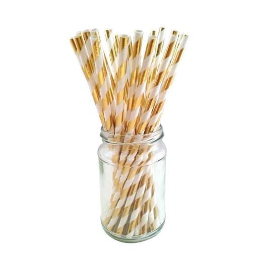 Трубочки коктейльные 25 шт. 20 см Золотисто-белый (2108/2) - фото 1