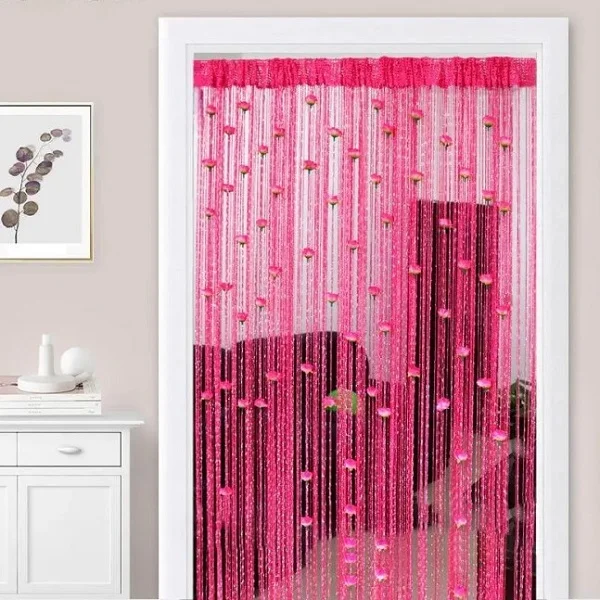 Штора-нить на дверь/окно украшена цветами Темно-розовый (C00855-1) - фото 2 Штора-нить на дверь/окно украшена цветами Темно-розовый (C00855-1) - фото 2
