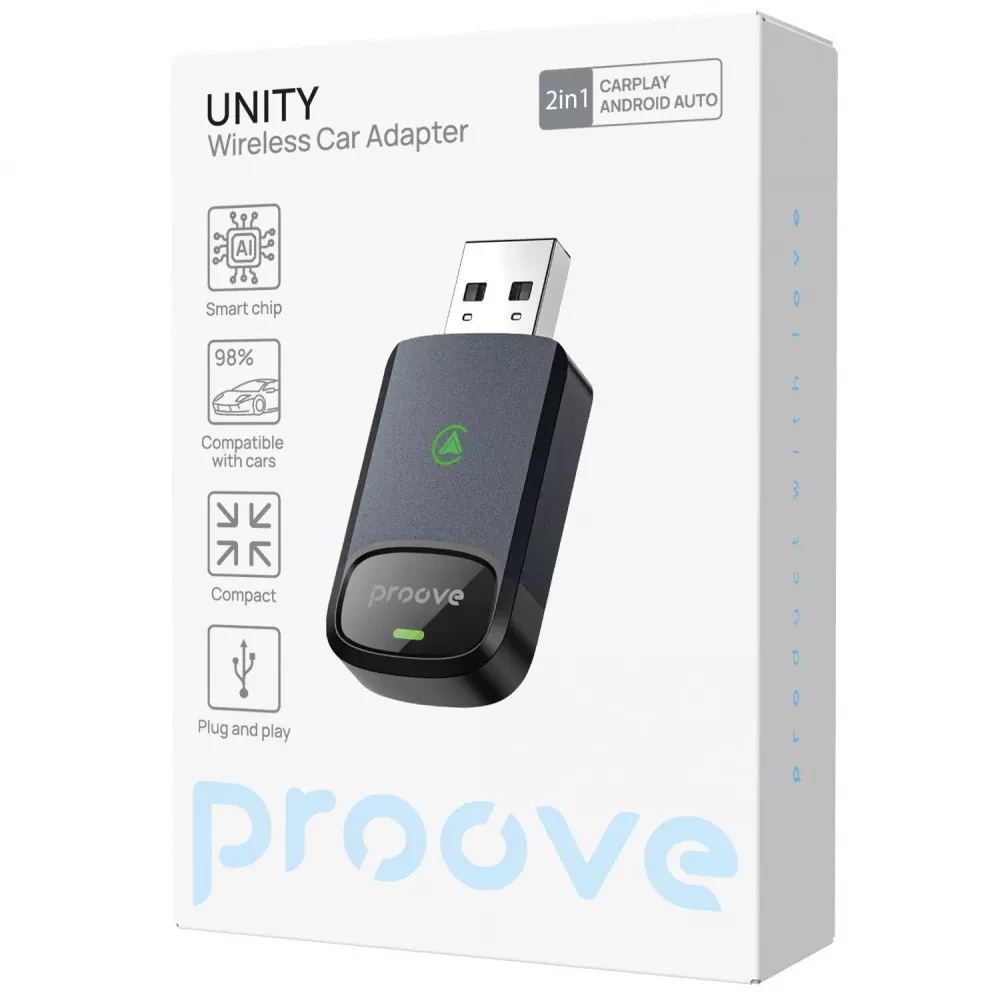 Адаптер беспроводной Proove Unity 2in1 CarPlay/Android Auto