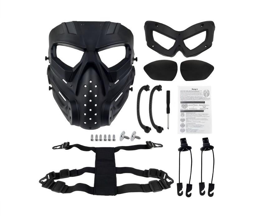 Маска Full Face Combat с черепом и креплением на шлем/голову Airsoft Черный (MK001021) - фото 3