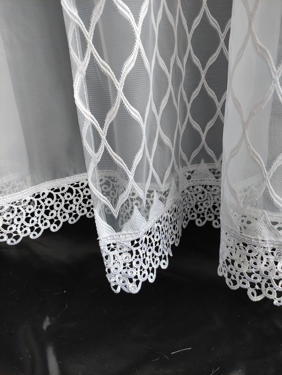 Тюль-сетка с подхватчиком Готовая занавеска 380х200 см Белый (ромб-бел) - фото 2 Тюль-сетка с подхватчиком Готовая занавеска 380х200 см Белый (ромб-бел) - фото 2