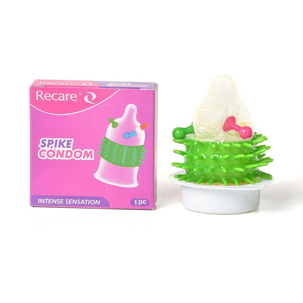 Презерватив Recare Spike Condom с шариками и рядами шипов Pink