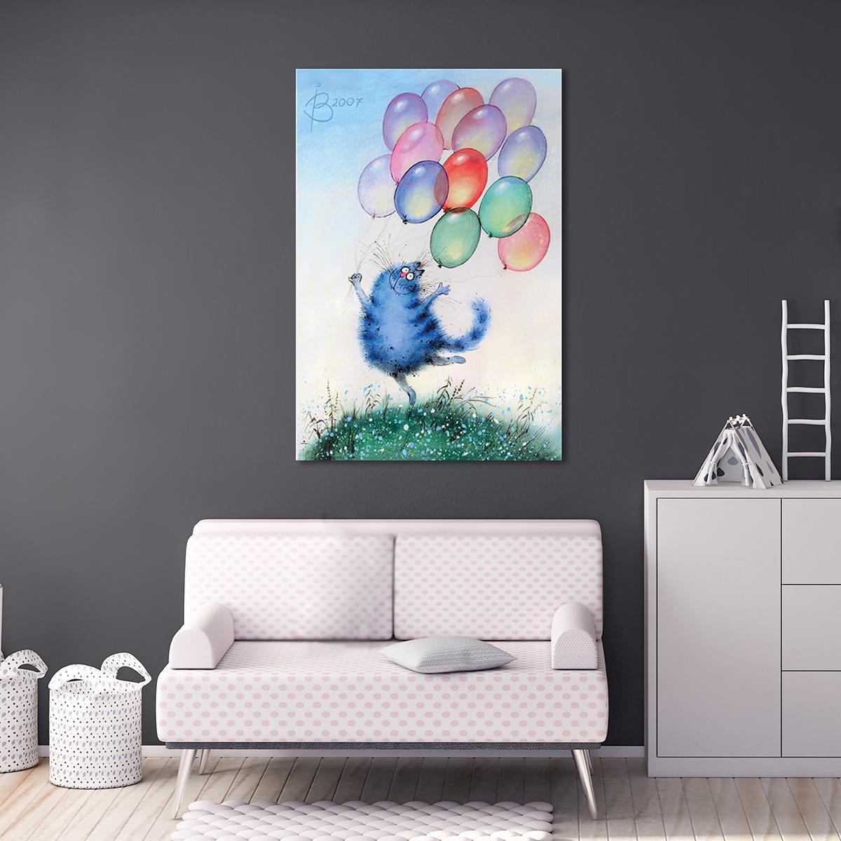 Модульная картина Кот с воздушными шариками 1 модуль 40х60 см