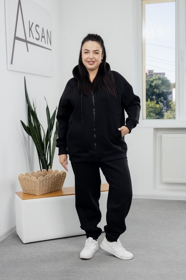 Спортивный костюм женский AKSAN зимний байковый двойка 6XL Черный (25.2071_black_58(6XL))
