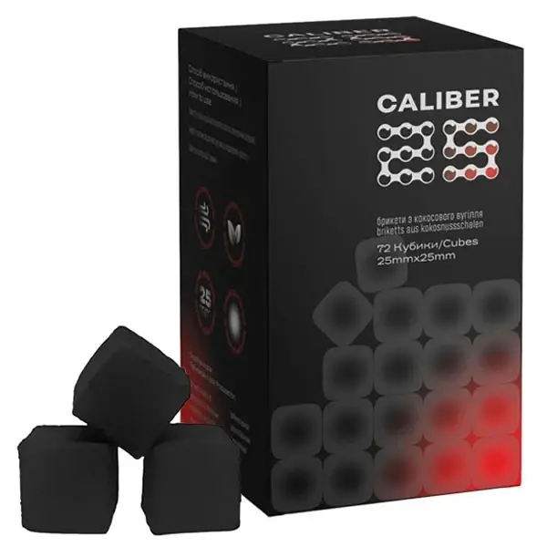 Уголь кокосовый Caliber 1 кг 72 шт. в коробке