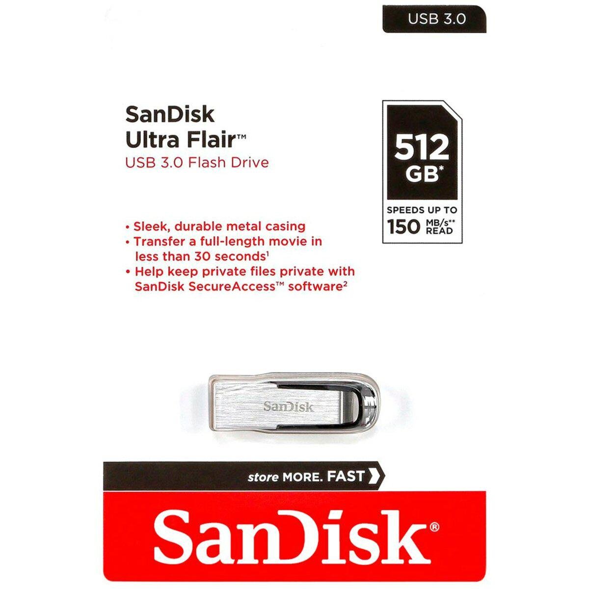 Флеш-пам'ять SanDisk USB 3.0 Ultra Flair 512Gb 150 Mb/s Black (SDCZ73-512G-G46) - фото 4