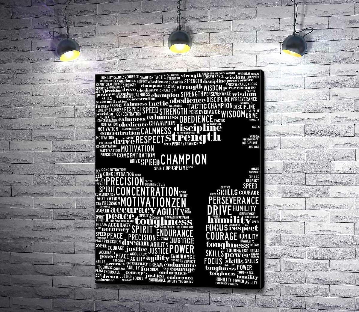 Картина ArtPoster Фигуристка в грациозном силуэте среди мотивационных слов 75x100 см Модуль №1 (003415)