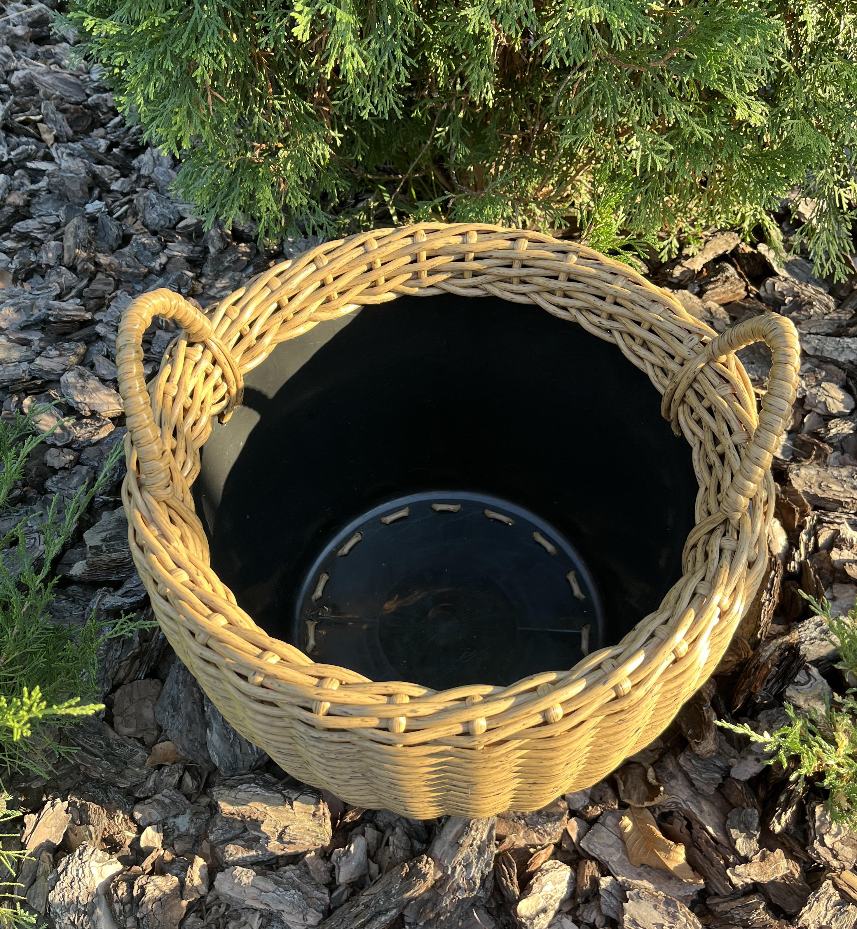 Кашпо для квітів з ручками зі штучного ротанга 20 л Дровник Дерево (27922808) - фото 2 Кашпо для квітів з ручками зі штучного ротанга 20 л Дровник Дерево (27922808) - фото 2