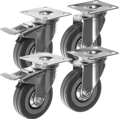 Комплект поворотных колес Malatec 22537 75 мм 4 шт. до 220 кг 2 колеса с тормозом