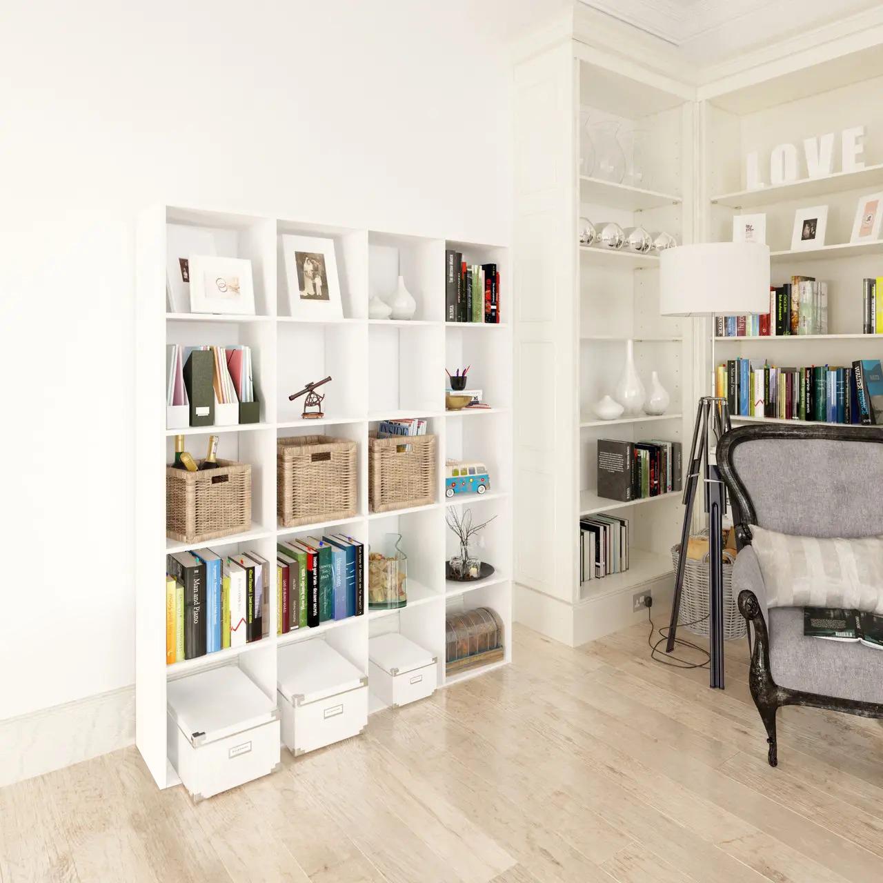 Стеллаж для книг и декора на 20 ячеек L-20 1424х290х1776 мм Белый Стеллаж для книг и декора на 20 ячеек L-20 1424х290х1776 мм Белый