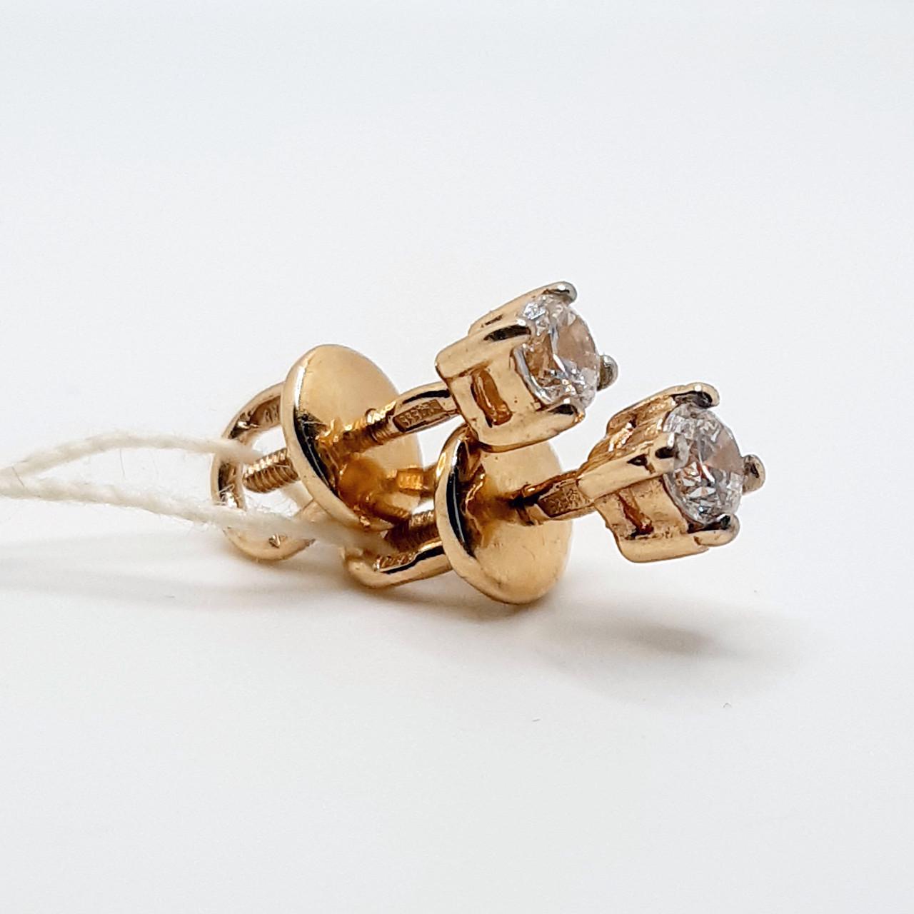 Серьги винтики золото белые камни 585° 1,86 г (с171)