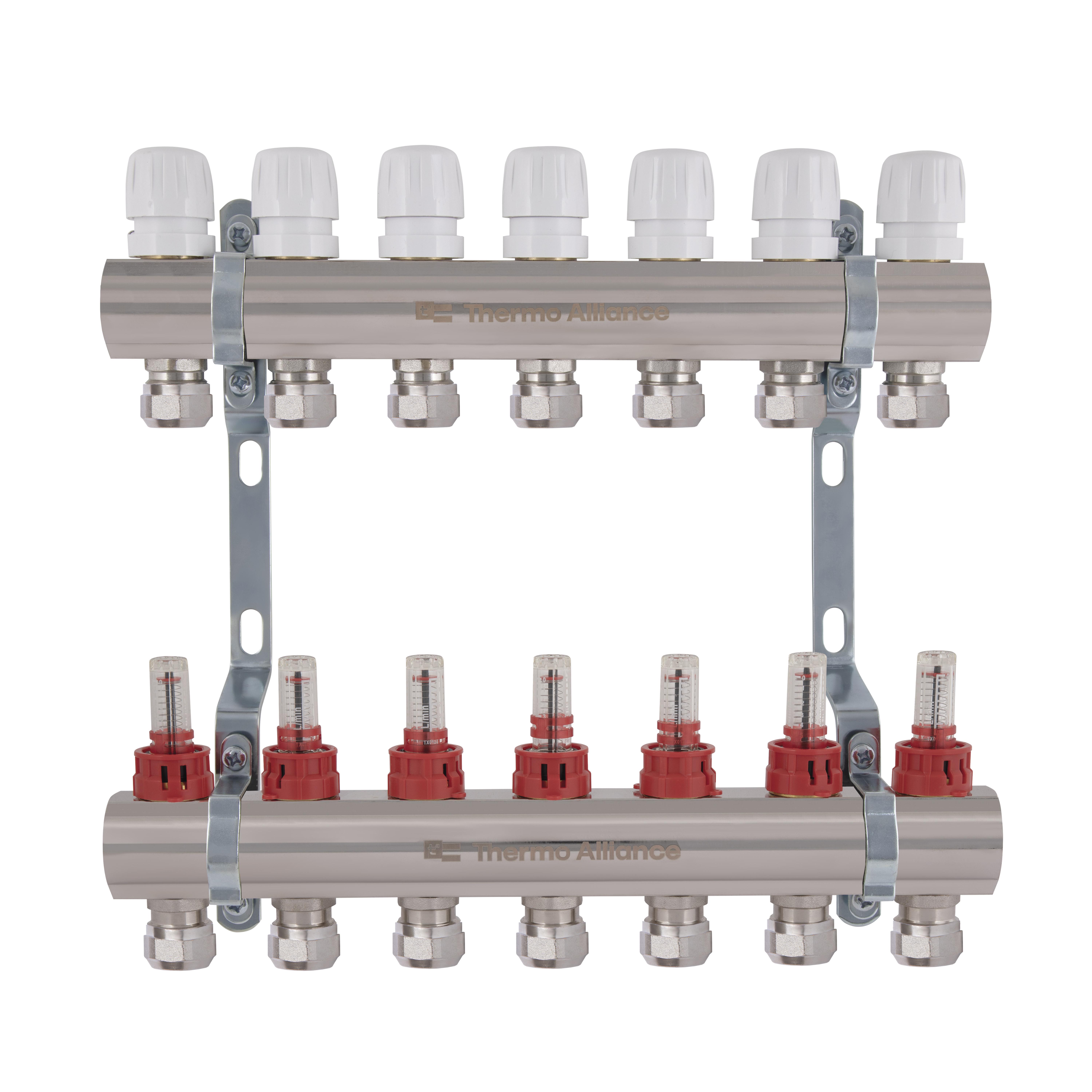 Колектор латунний Thermo Alliance Standart з витратомірами та євроконусами на 7 виходів 1" (TAS235W7E)