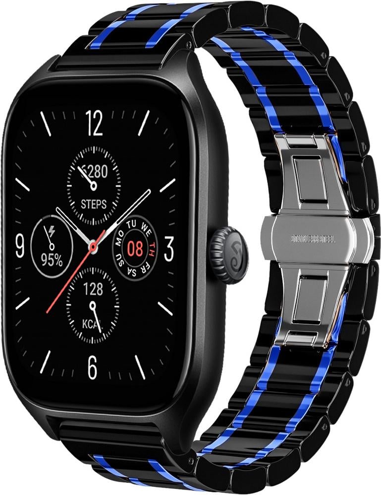 Ремешок керамический Ceramo для Amazfit GTS 4/Mini Black/Blue (29510-43)