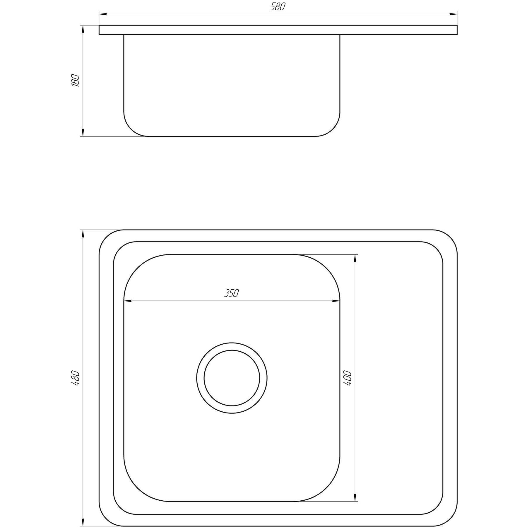 Мойка для кухни с полкой Mira MR 5848 E прямоугольная 580х480х180 мм (GSR-000014462) - фото 2