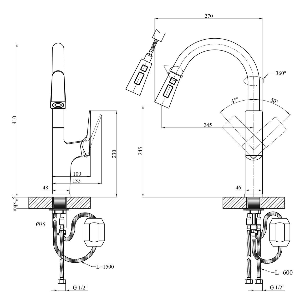 Смеситель для кухни Kroner KRP Vog - GRP030-T (CV035575) - фото 2