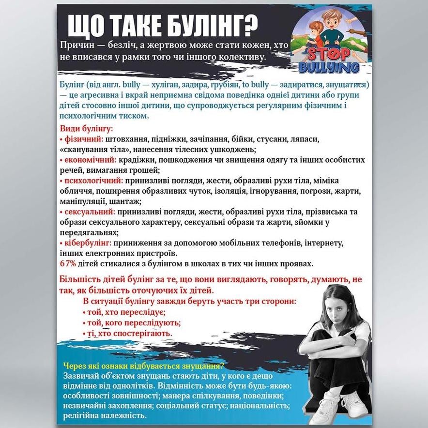 Інформаційний стенд Стоп булінг 450х600 мм з ламінацією 3 мм (63507/1)
