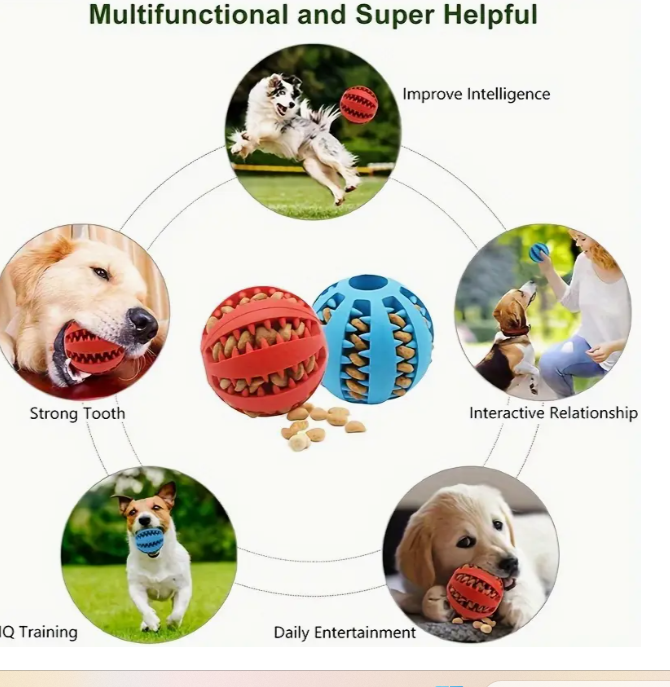 Игрушка-мяч для собак интерактивная/жевательная/дозатор лакомства и чистка зубов (2006) - фото 5