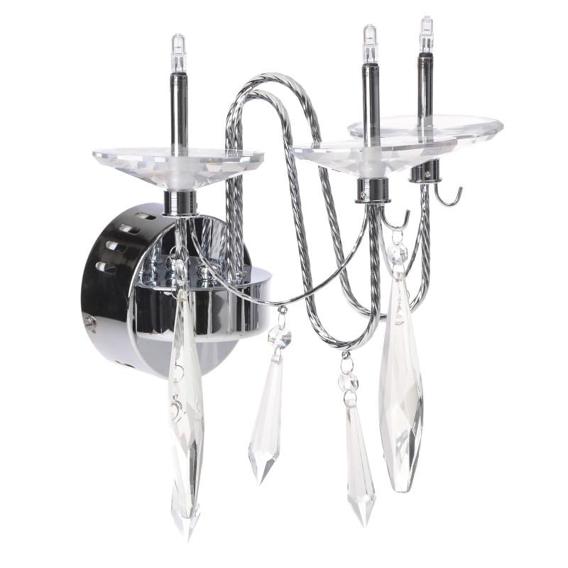 Бра настінне накладне свічка Brille BCL-079W/3 у спальню кришталеве класичне