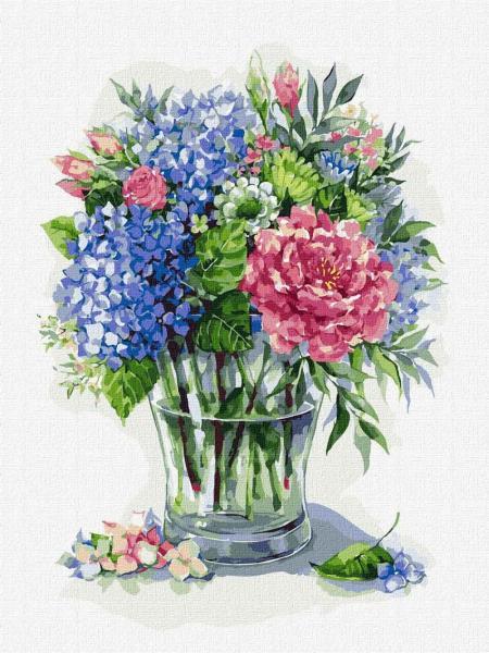 Картина по номерам Идейка Цветы Лазурная гортензия 30х40 см в термопакете (KHO2965)