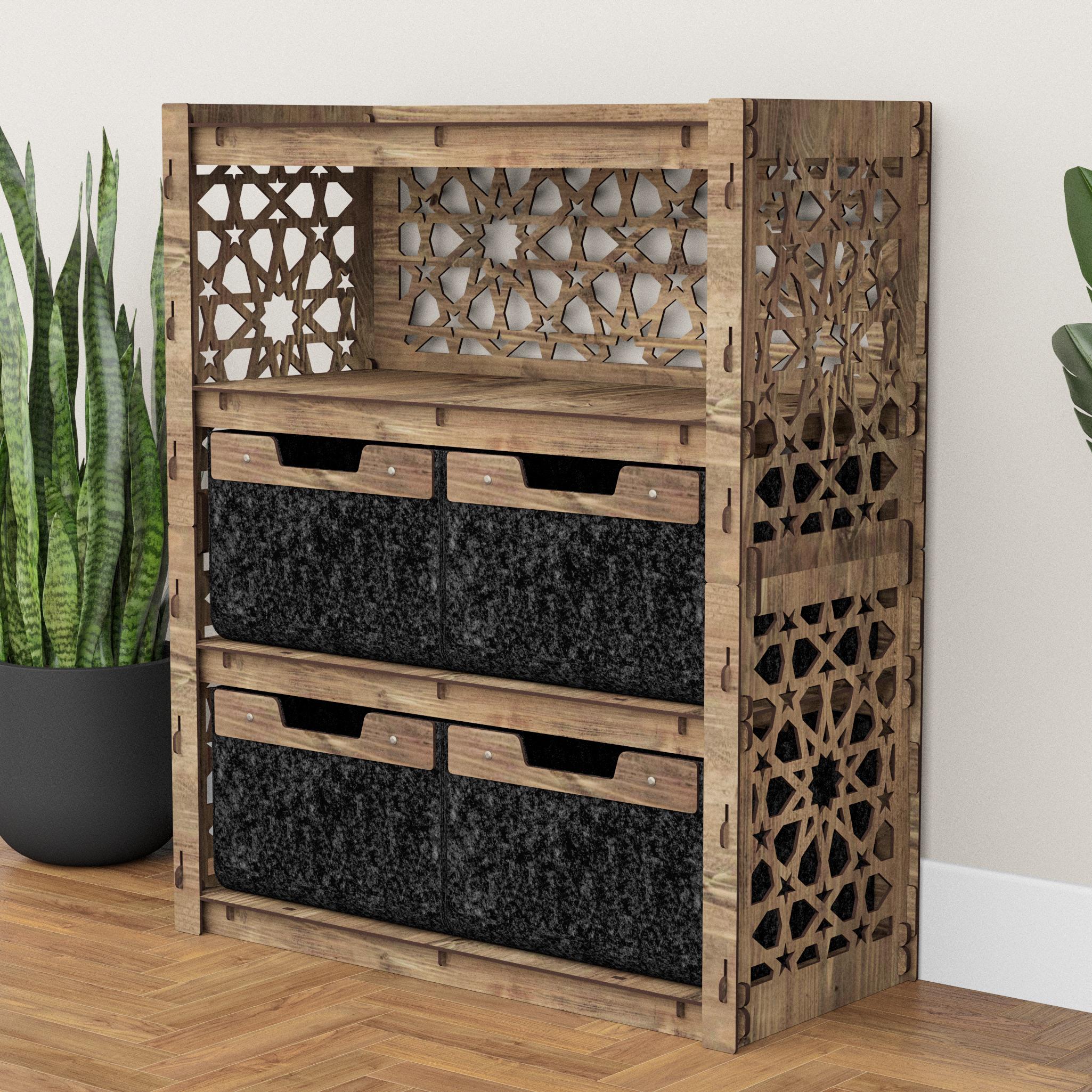 Комод для белья из дерева Hexagonica Arabic на 4 ящика черные корзины 900х750х345 мм (111460) - фото 5 Комод для белья из дерева Hexagonica Arabic на 4 ящика черные корзины 900х750х345 мм (111460) - фото 5