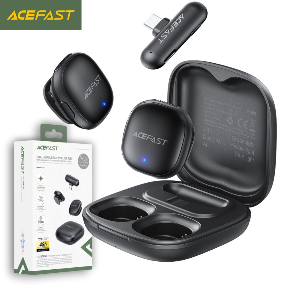 Мікрофон петличний бездротовий Acefast Type-C подвійний з шумопоглинанням (R1) - фото 14
