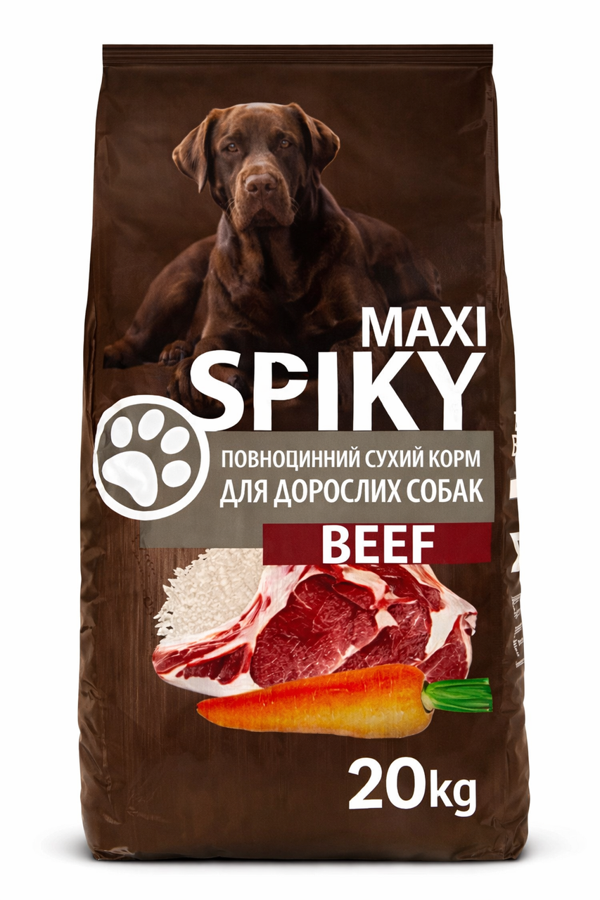 Сухий корм для дорослих собак усіх порід Spiky з яловичиною 20 кг