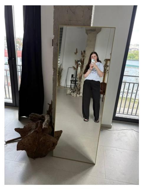 Дзеркало настінне в алюмінієвій рамі для передпокою 200х100 см Золотистий (29067274) - фото 8