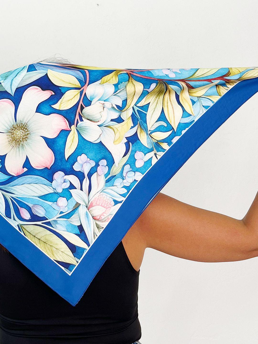 Платок шелковый 68х68 см Цветочный шик (HUST_25M046)