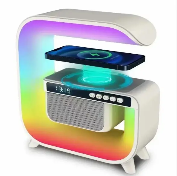 Светильник ночной аккумуляторный с беспроводной зарядкой RGB XM-G3 15W и Bluetooth колонкой 3W