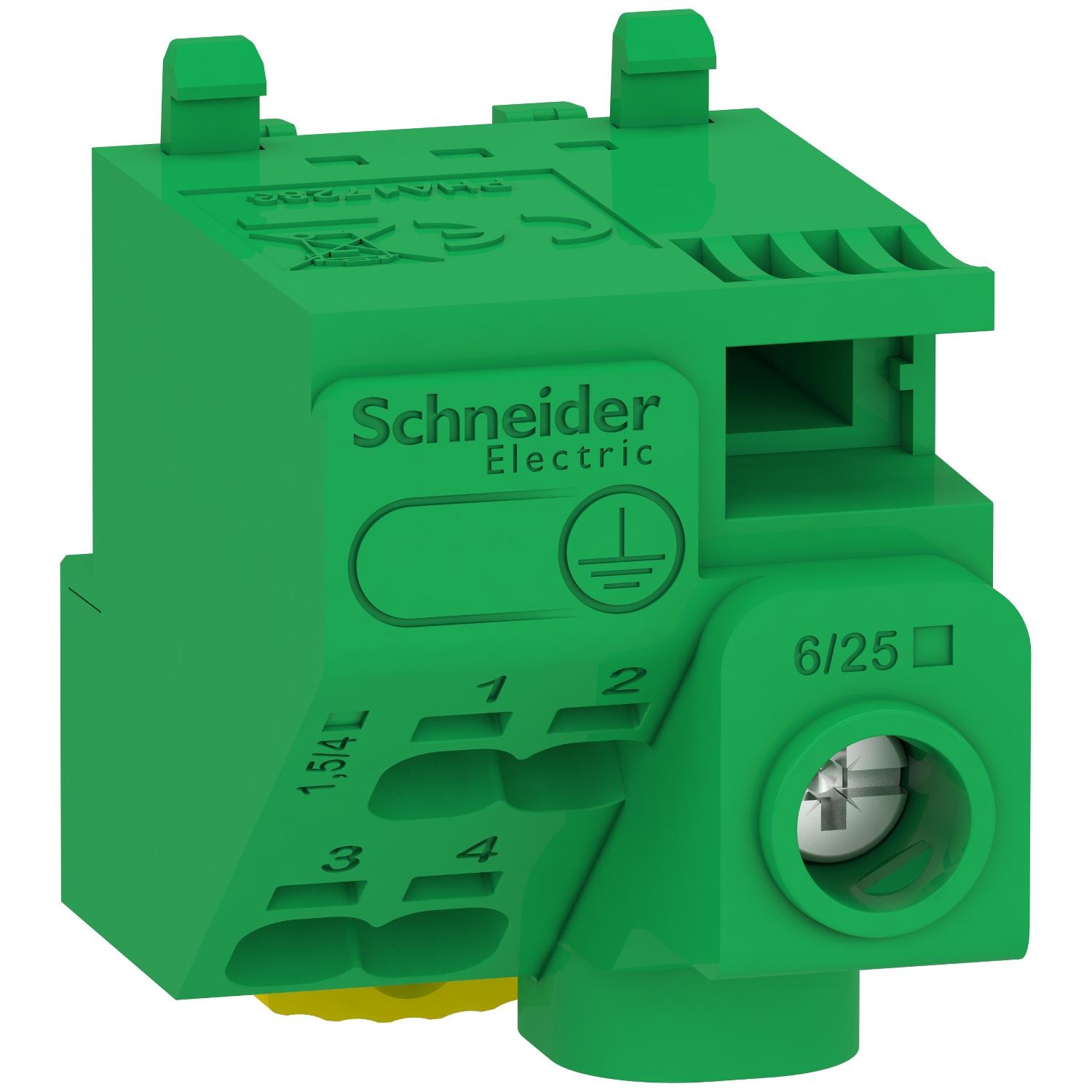 Блок клеммный PE Schneider Electric Linergy 63A 5 отверстий 1x25/4x4 мм2 (LGYT1E05)