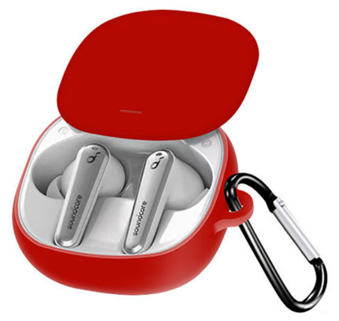 Чехол-накладка DK Silicone Candy Friendly с карабином для Anker SoundCore Liberty Air 2 Pro Red